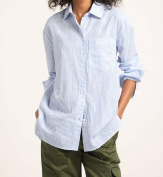 Derek Lam Orianne Striped Shirt In Blue Multi