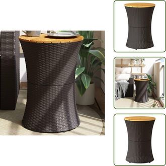 vidaXL Tavolino in rattan - vidaXL Tavolino Giardino Forma Tamburo Nero Polyrattan Legno Massello - Tavolino da esterno