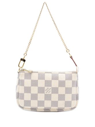 Louis Vuitton Borsa a mano Mini Pochette Accessoires in tela Damier Azur 2020 - Bianco