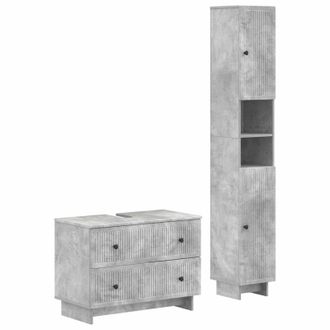 vidaXL Juego De Gabinete De Ba&ntilde;o De 2 Piezas Ede Gris Hormig&oacute;n Vidaxl