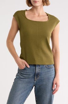 Melrose and Market Square Neck Top in Olive Dark at Nordstrom Rack, Size Xx-Small