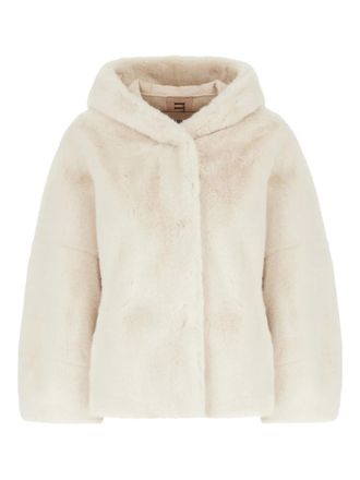 VALENTINI hooded faux-fur jacket - women - Polyester - 42 - Neutrals