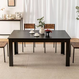 Costway Costway 160 CM Rectangular Dining Table Modern 8 people Kitchen Table in Black