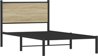 vidaXL Metal Bed Frame without Mattress Sonoma Oak 107x203 cm Vidaxl