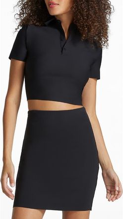 Commando Neoprene Crop Polo in Black at Nordstrom, Size Large