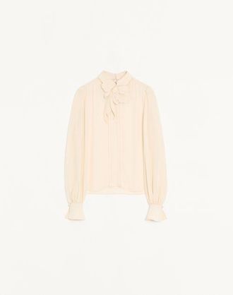 Valentino Embroidered Crepe De Chine Top Wo