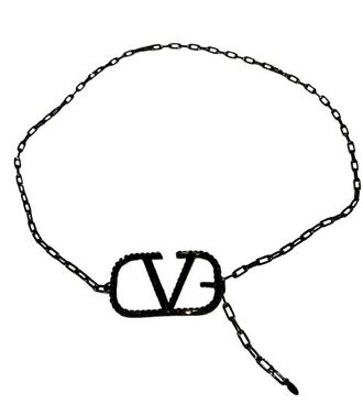 Valentino Garavani Black Metal V Logo Chain Belt Size S