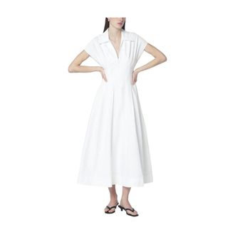 SIMKHAI Midi Dresses, female, White, Size: M Farlow Cotton Faille Midi Dress
