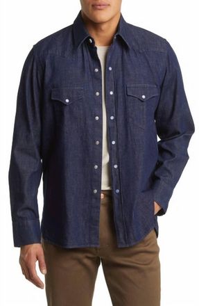 Wythe Denim Pearl Snap Shirt In Rinsed Indigo