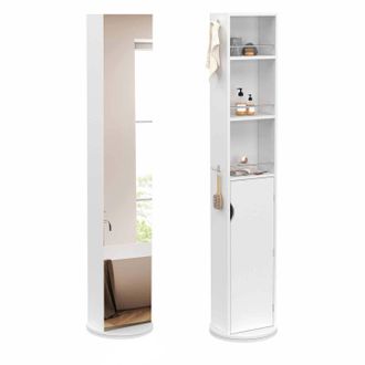 IDMarket Mueble De Ba&ntilde;o Blanco Con Espejo, Armario Y Estantes