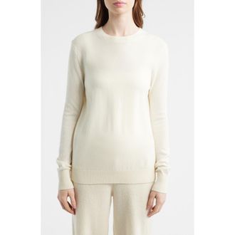 House of CB Rochelle Wool & Cashmere Crewneck Sweater in Ivory at Nordstrom, Size X-Large