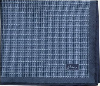 Brioni Mens Screen-Print Silk Pocket Square