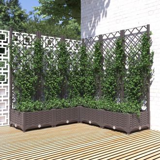 vidaXL Jardinera Con Enrejado Pp Marr&oacute;n 120x120x121,5 Cm Vidaxl