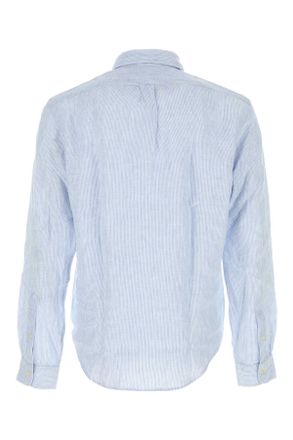 Polo Ralph Lauren Mens Embroidered Linen Shirt 6671acabanabluewhite Exterior: Camicie