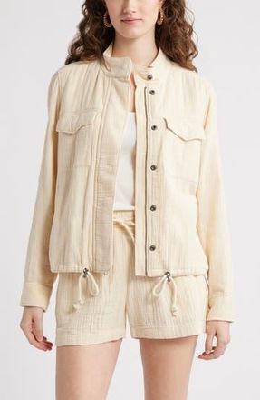 Caslon Cotton Gauze Utility Jacket in Beige Burnt at Nordstrom Rack, Size X-Large