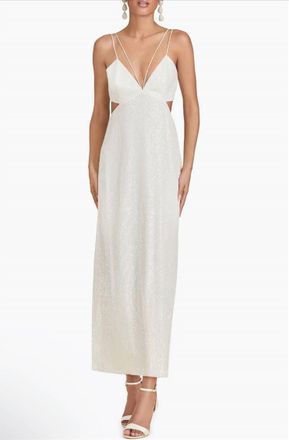 Sachin & Babi Vivi Cutout Sequin Column Maxi Dress In White
