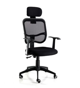 Oresteluchetta Silla de oficina con reposacabezas en tela negra cm al.110xl54xp57