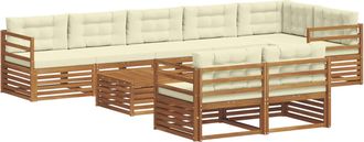 vidaXL Conjunto De Sof&aacute;s De Exterior 9 Uds. Natural Y Crema Vidaxl