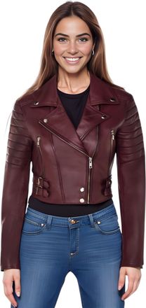 Infinity Leather Womens Apple Green Cropped Brando Leather Biker Jacket-Bellville