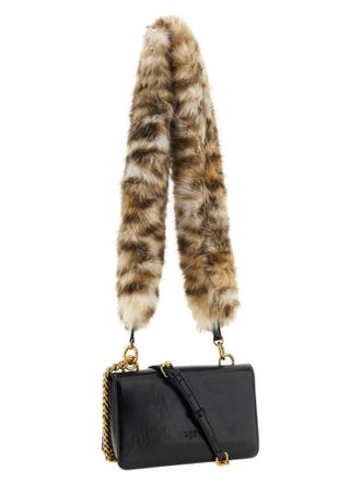 Pinko Love One Mini Calfskin Leather Crossbody Bag - Black