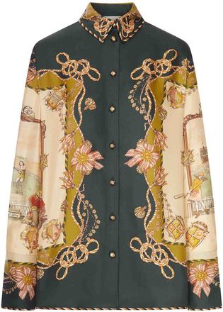 Zimmermann Printed Satin Shirt With A Scarf Motif