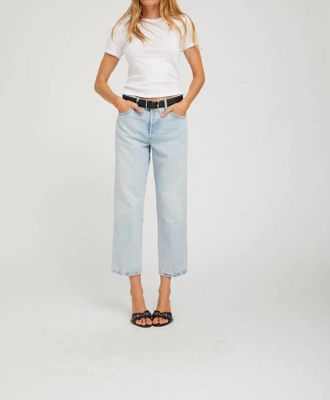 SPRWMN Farrah Cropped Slim Boyfriend Jeans In Light Medium Indigo Wash