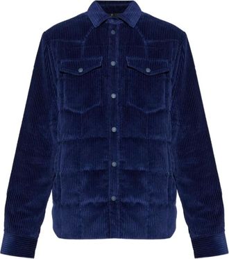 Moncler Gewatteerd overhemdjack - Heren - Jassen - Blauw - Maat: M Katoen