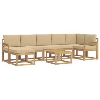 vidaXL Conjunto De Sof&aacute;s De Exterior Con Coj&iacute;n 8 Pcs Y Beige Poli&eacute;ster Vidaxl