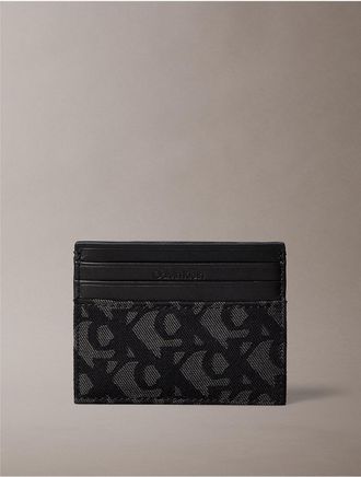 Calvin Klein Womens Allover Monogram Card Case - Black