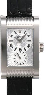 Rolex Cellini Prince Silver Dial Dual Time Zone 18K White Gold Mens Watch 5441.9