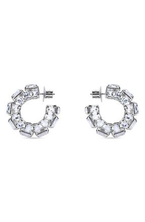 Area Small Crystal Hoop Earrings in Clear Crystal/Silver at Nordstrom