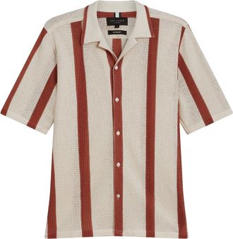Ted Baker Niks Gestreepte Gehaakte Oversized Taupe Shirt