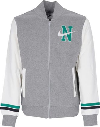 Nike Retro Fleece Varsity Jacket Sportkleding - Heren - Fitness - Grijs - XL - Katoen - Fitness