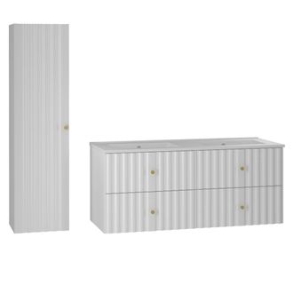 Petits Meubles Set de muebles lavabo encastrado y columna estratificado Blanco