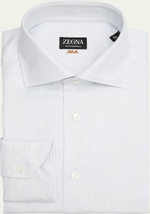 Ermenegildo Zegna Mens Narrow Stripe Centoventimila Cotton Dress Shirt