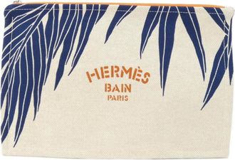 Herm&egrave;s Beige Multi-Color Canvas Pouch (Pre-Owned)
