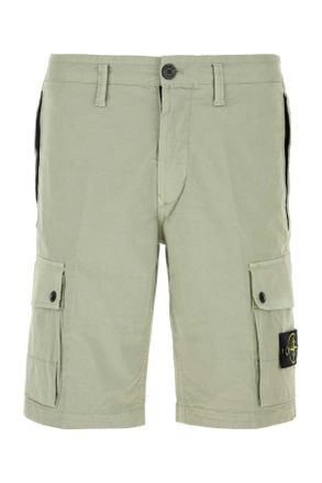 Stone Island Sage Green Stretch Cotton Bermuda Shorts