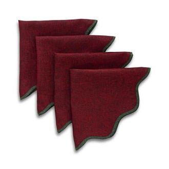 Solino Home Linen Dinner Napkins - Giselle Scallop Edge, 20 x 20 in Forest Green And Red Garnet at Nordstrom, Size Large