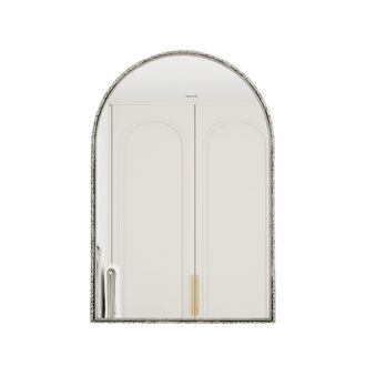 STILVORA Espejo Simple De Arco Con Montaje En Pared O Sobremesa, Vidrio Templado Y Marco De Hierro, Plateado