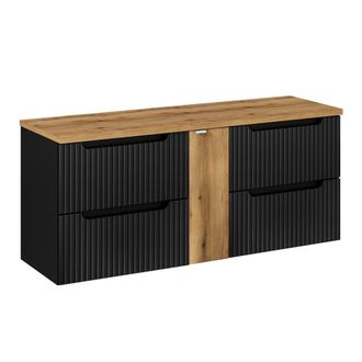 Petits Meubles Mueble bajo lavabo 140cm 4 cajones paneles de melamina y mdf negro