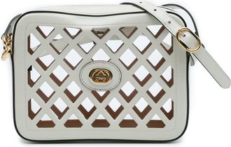 Gucci Pre-owned Womens Cutout Leather And Flora Canvas Infinity Crossbody - Light Grey - One Size