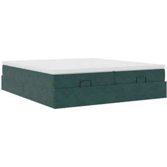 vidaXL Vidaxl - Estructura De Cama Otomana Colchones Terciopelo Verde Oscuro