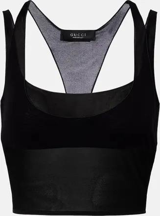 Gucci Layered semi-sheer cr&ecirc;pe jersey top