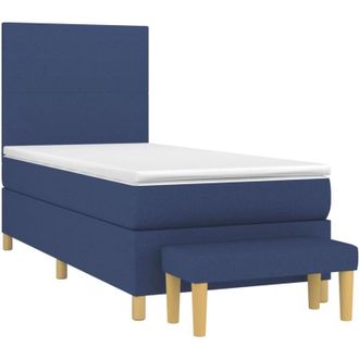 vidaXL Vidaxl - Cama Box Spring Con Colch&oacute;n Tela Azul 80x200 Cm