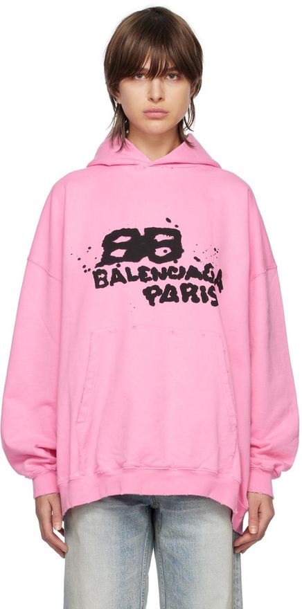 Balenciaga Pink Hand Drawn BB Icon Hoodie from 932.00 on Stylight