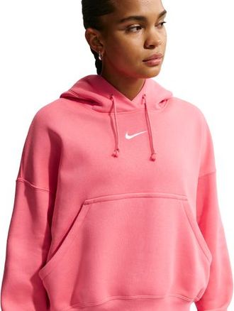 Nike Womens PHNX Fleece OS Pullover Hoodie - Sea Coral/Sail Size XXL