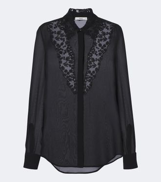 Fendi Lace-trimmed silk georgette shirt