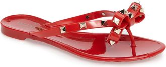 Valentino Garavani Rockstud Jelly Flip Flop in Red at Nordstrom, Size 37