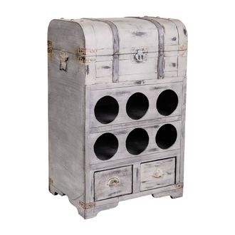 Wanderlust Deco Wanderlust Deco - Ba&uacute;l Botellero De Madera Gris 41x30x64