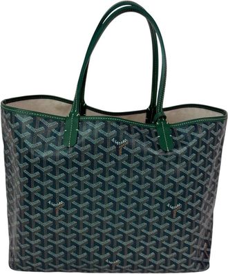 Goyard Saint Louis PM Goyardine Green Tote with Pouch